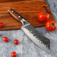 Couteau de boucher professionnel forgé à la main avec texture martelée, couteau de cuisine à lame pleine longueur avec coffret cadeau pour la cuisine domestique et le barbecue