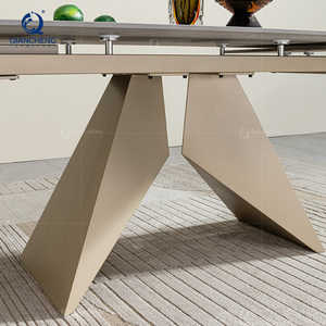 Juego de muebles de comedor retráctiles de gran tamaño modernos italianos rentables Mesa de comedor compuesta de piedra sinterizada de vidrio templado - Product Image 4