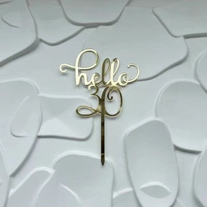 Adorno acrílico dorado para Decoración de Pastel de postre de cumpleaños Hello 18 21 30 40 50 60 - Product Image 4