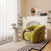 Fauteuil d'appoint en velours orange brûlé, bombé, bas et sculptural, rembourré pour salon, chambre à coucher, lecture - Cadeira