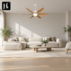 Modern 6 Blade ABS Plastic DC Motor Ceiling <b>Fan</b> <b>with</b> Wood Grain Finish <b>Remote</b> <b>Control</b> Integrated Light for Living Room Bedrooms - Product Image 1