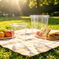 Gobelets jetables en PET transparent à paroi simple en forme de U, de qualité alimentaire, pour la restauration et l'emballage de boissons, 500 ml, 700 ml, 16 oz, 24 oz, vente en gros