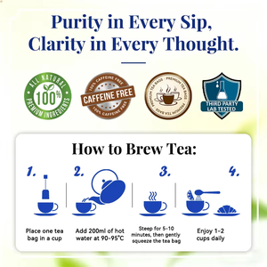 Té MINDFOCUS Clarity Memory Focus OEM, Mezcla de 12 Hierbas para el Cerebro, Apoyo Cognitivo, Sin Cafeína, 20 Bolsitas de Té, Caja de 100g, Orgánico - Product Image 2