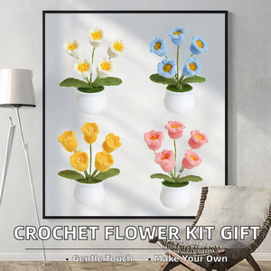 Kit de fleurs au <span class=keywords><strong>crochet</strong></span> en cachemire DIY, vente en gros d'usine, jouets au <span class=keywords><strong>crochet</strong></span> Amigurumi 4 pièces pour débutants, cadeau de remise de diplôme - Product Image 4