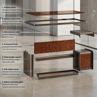 Bureau de direction de luxe en bois de palissandre avec éclairage LED intelligent, hub d'alimentation et finition cristalline pour salle de réunion