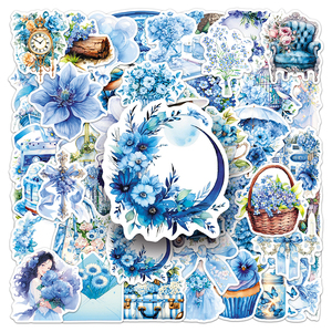 50 Pezzi Adesivi Personalizzati Impermeabili Blu Acquerello Stile Vintage Francese con Ortensie e Non-Ti-Scordar-Di-Me per <span class=keywords><strong>Diari</strong></span> e Cancelleria - Product Image 5