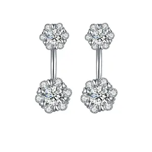 Hoa Độc Đáo Thiết Kế Sang Trọng Sterling Bạc Bông Tai Xỏ Bộ 925 Sterling Bạc 2 Trong 1 Bông Tai Cho Phụ Nữ