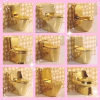 989 luxe Style européen deux pièces articles sanitaires plaqué or salle de bain toilette en céramique double chasse carré bol forme S-piège
