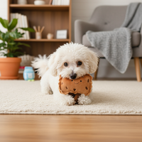 Jouet en peluche pour chien personnalisable en forme de pain, d'œuf, de lait, de biscuit, de cupcake, de pudding, de café avec sifflet