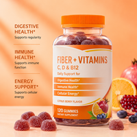 Meta Mucil Fibres Vitaminées C D B12 Saveur Agrumes Baies 120 Gummies 5g Fibres Prébiotiques par Portion OEM ODM Disponibles
