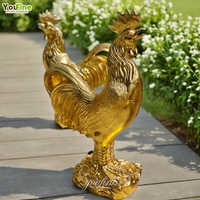 Statue de coq en bronze réaliste, art de jardin de style campagnard, grande sculpture de poulet/coq pour la décoration de la cour, du jardin et du patio