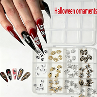 Ensemble de breloques pour nail art en alliage Halloween 2024, crânes, fantômes, araignées, chauves-souris, décorations d'ongles gothiques 3D