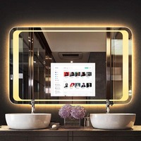 2025 directo de fábrica pantalla táctil de 55 pulgadas espejo de pared rectangular interactivo Tv luz Led impermeable espejo mágico inteligente Tv