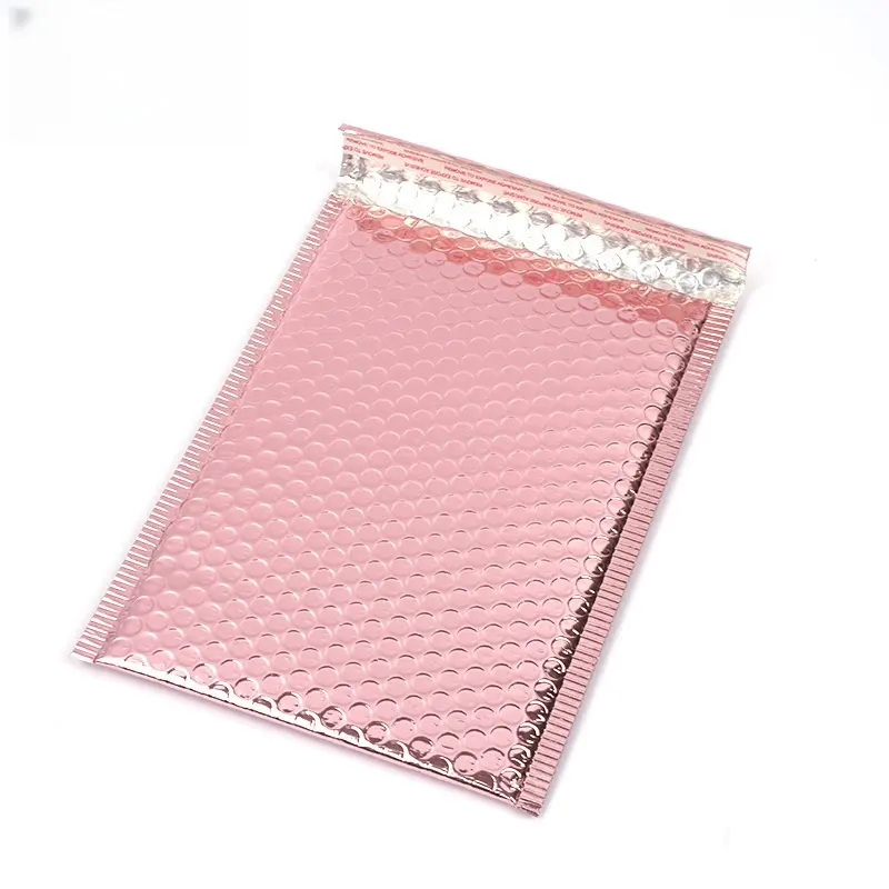 Impressão personalizada preço barato sacos de transporte com adesivo forte preto holográfico em ouro rosa bolha poli mailers para entrega expressa