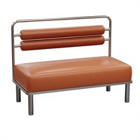 Mobilier de restaurant commercial sur mesure pour hot pot, table en acier inoxydable avec chaises rembourrées en PU et banquette.