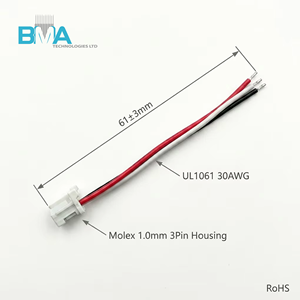 OEM Klantspecifieke verzinkte 30AWG UL1061 1.0mm pitch 3-pins 61mm draadboom Molex compatibele strip tin voor PCB draagbare sensor - Product Image 4