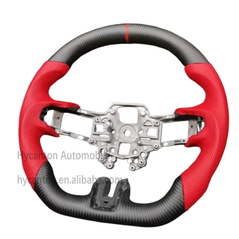 Carbon Perforated leather red stitching red top stripe