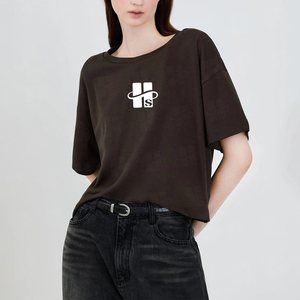 Camiseta Corta Holgada Personalizada al por Mayor, Tops Lisos de Corte Holgado, Camiseta Corta Casual Oversize para Mujer con Logotipo Estampado Personalizado y Cuello Redondo - Product Image 2