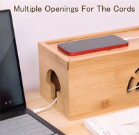 Boîte de gestion de câbles en bambou, organisateur de fils domestique avec couvercle, boîte de rangement pour prises électriques, cache-câbles simple pour bureau