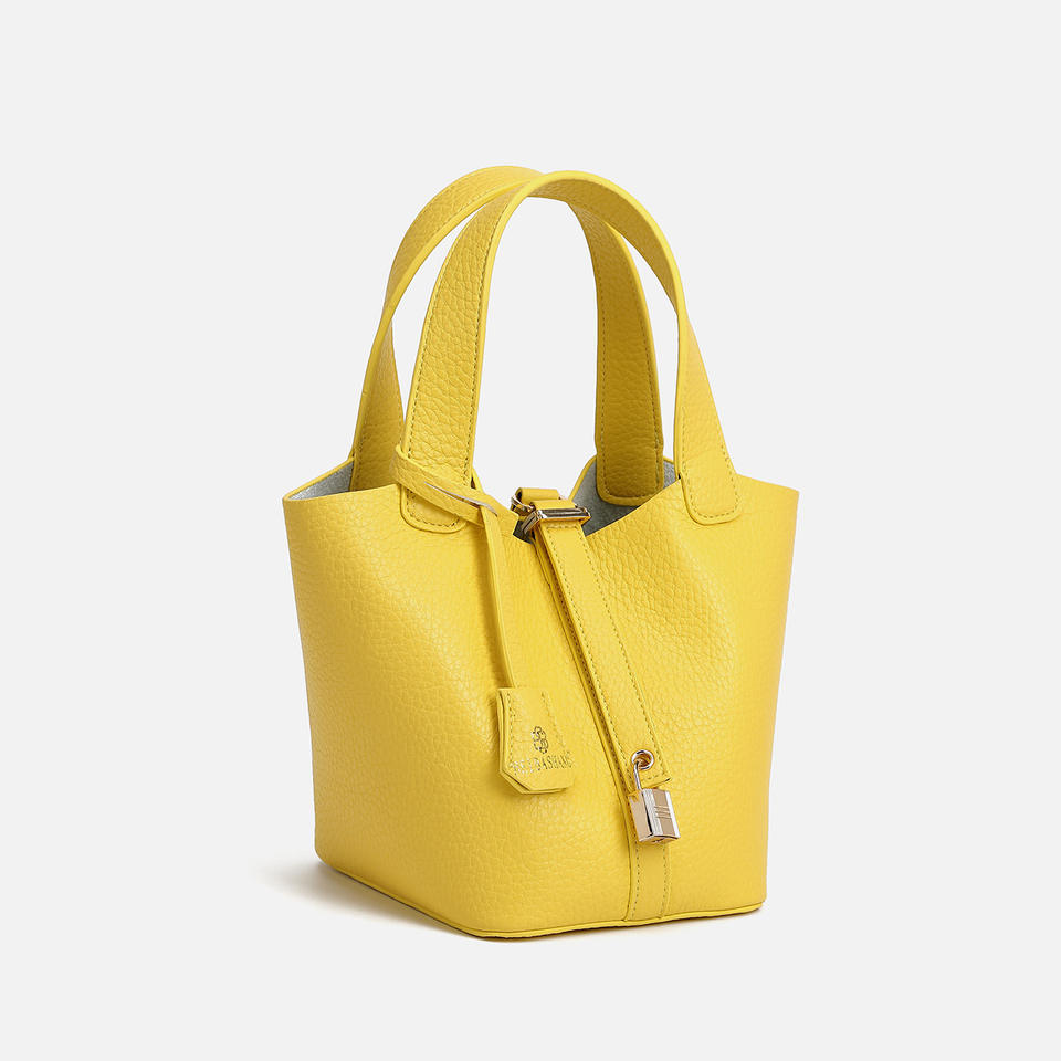 Style Gender Women Polyurethane Bucket Handbag Woven Basket Style Shoulder Tote ...