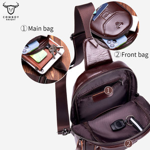 Bolso de Hombre de Gran Capacidad COWBOY <span class=keywords><strong>KNIGHT</strong></span>, Bolso Cruzado de Cuero Genuino para Hombre, Bolso de Mano Plano de Piel de Vaca de Primera Capa - Product Image 3