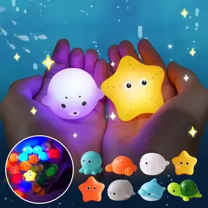 Allogogo Drijvend Bad Speelgoed Led Licht Creatief Babybad Speelgoed Cartoon Schattige Zee Dieren Zwemmen Speelgoed Voor Kinderen