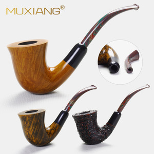 Muxiang Briarwood Smoking Pipe Bent Shape 3mm Vulcanized Rubber Mouthpiece Men's Tobacco Pipe Accessory - Product Image 1