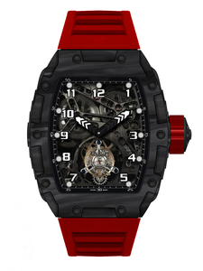 Real Carbon Fiber Barrel Shaped <b>Watch</b> ,Carbon Fiber <b>Watch</b> <b>Case</b> with Flying Tourbillon Mechanical Movement <b>Watch</b> - Product Image 3