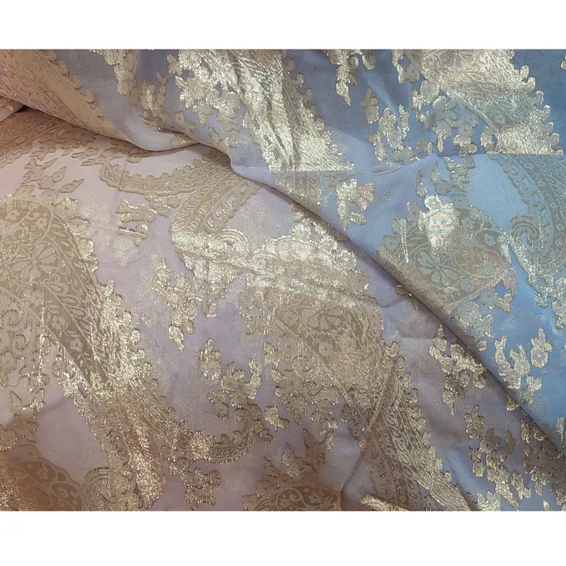 print ombre lurex silk jacquard fabric silk metallic chiffon fabric