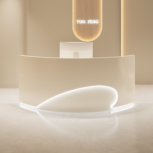 Mostrador <span class=keywords><strong>de</strong></span> Recepción <span class=keywords><strong>de</strong></span> Madera Moderno y Minimalista con Diseño Cuadrado para Salones <span class=keywords><strong>de</strong></span> Belleza y Peluquerías, Hoteles y Centros Comerciales - Product Image 1