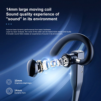 Earphone Handsfree Pengemudi Laris Manis dengan Layar LED, Earbud Olahraga Gantung, Headset Nirkabel Satu Telinga untuk Bisnis