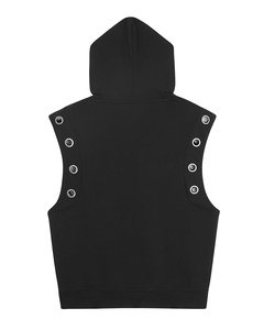 Hoodie sans manches grande taille pour homme, logo personnalisé, cordon de serrage réglable, détails à œillets, coupe ample, streetwear décontracté d'été, OEM ODM - Product Image 3