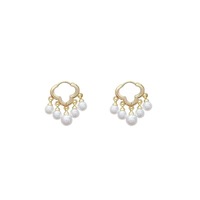 Boucles d'oreilles tendance coréennes simples géométriques à franges de perles, clous d'oreille nuage avec tempérament exquis, style super féerique en alliage