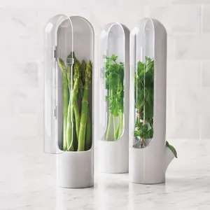 حافظة الأعشاب والتوابل البلاستيكية الشفافة في الثلاجة حافظة الفلفل والطازجة مع غطاء للمرح