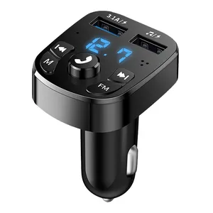 Car Hands-free Blue tooth compaitable 5.0 FM Transmitter Kit MP3 Modulator Player Handsfree Audio Receiver 2 USB Fast Charger