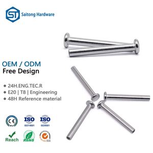 Rivets semi-tubulaires en aluminium sur mesure de 3 mm à 5 mm, tête bombée, certifiés ISO 9001, légers, argentés, pour assemblage de machines, service OEM - Product Image 1