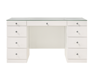 Modern Durable <b>Makeup</b> Vanity <b>Table</b> with Glass Top 9 Drawers White Wooden Bedroom Furniture for Living Room & Hotel Use - Product Image 2