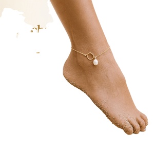 Cavigliera con Perla Barocca, Anello a Cerchio Singolo Organico, Elegante, di Tendenza, Chic, Casual, Raffinato, Unico, Femminile, Iridescente, Lucido, Rosa, <span class=keywords><strong>Mini</strong></span> - Product Image 1