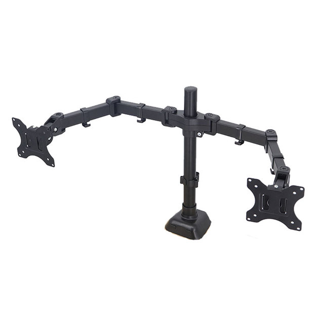 New Wholesale Universal Dual Arm Aluminum Alloy Monitor Stand Laptop Mount 360 Rotation Wall Mount Arm Support for 32 Inch LCD