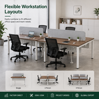 Bureau de travail modulaire et durable avec écran de confidentialité, table d'ordinateur moderne pour personnel, structure en acier pour chambre et salle de formation