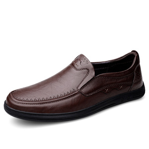Chaussures habillées en cuir véritable pour hommes, bout rond, à lacets, semelle extérieure en caoutchouc antidérapante, toutes saisons, bureau et carrière - Product Image 1