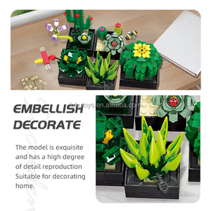 590Pcs Mọng Nước Nhà Máy Trong Chậu Xây Dựng Khối Thiết Lập Hoa Cây Xương Rồng Lắp Ráp Mô Hình Gạch Máy Tính Để Bàn Trang Trí Trẻ Em Đồ Chơi Quà Tặng Sinh Nhật - Product Image 5
