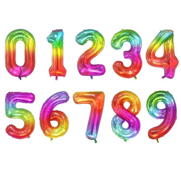 40 pollici "Numero Foil Palloncini Compleanno Decorazione Della Festa Nuziale Forniture Variopinta Della Gelatina Arcobaleno Grande Palloncino A Elio commercio all'ingrosso
