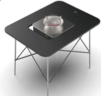 Table d'extérieur légère en alliage d'aluminium, facile à ranger, table de camping et de pique-nique portable avec emplacement pour réchaud diesel