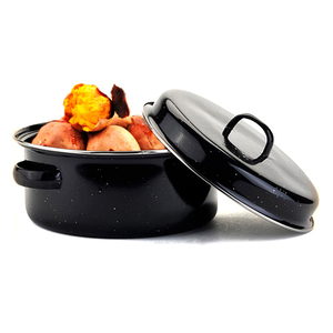 Olla de mariscos esmaltada de 28 cm estilo coreano al por mayor, batata asada, utensilios de cocina <span class=keywords><strong>para</strong></span> el hogar, sartén de <span class=keywords><strong>pavo</strong></span> esmaltado sin recubrimiento con tapa - Product Image 1
