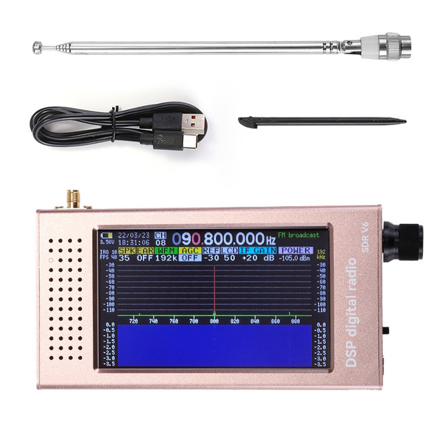 SDR Radio DSP Digital Demodulation HF FM MW SSB CW HAM Radio Receiver with Flashlight Battery Powered Digital Display