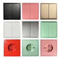 Mvava UK Standard Push Big Button PC Panneau de surface brossée 2 Gang 1/2 Way Colorful Wall Light Touch Electric Switches and socket