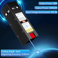 Cabezal Láser de Alta Precisión de 20W, Negro, 12VDC, con Enfoque Fijo, para Máquina de Grabado Láser y Máquina CNC Router