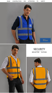 XXL Ansi sicurezza sicurezza in esecuzione gilet Multi tasca blu senza maniche riflettente con logo personalizzato per lavori di costruzione - Product Image 6