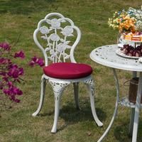 Chaise d'extérieur en aluminium moulé, motif rose sculpté, résistante aux intempéries et à la rouille, dossier ajouré, style vintage européen, blanc, pour atelier